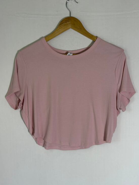 all in motion Tops - All In Motion Pink Ribbed Cropped Active Tee Women’s Short Sleeve Workout Top